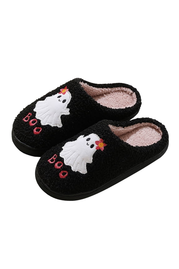 Halloween Comfy Slippers for Women Fluffy Plush Warm Halloween Pumpkin Mens Shoes Memory Foam Slippers Non-Skid Arch Support Bedroom Slippers for House Halloweens Christmas Gifts