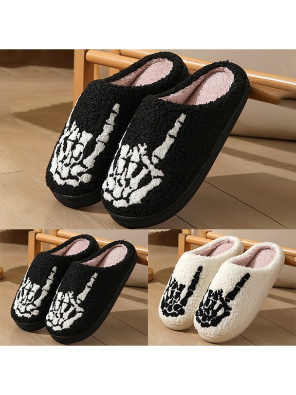 Halloween Cute Slippers for Men Women Cute Ghost Pumpkin Non- Flat Slides Winter Holiday Shoes with Memory Foam Elastic Comfy Retro Arch Support House Slippers Outdoor Indoor