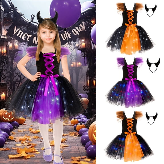 ibiyuan Halloween Dress Baby Girl Ruffle Halloween Outfit Little Girl Pumpkin Spider Ghost Girl Clothes Orange Tutu Halloween Animal Dress Up Party