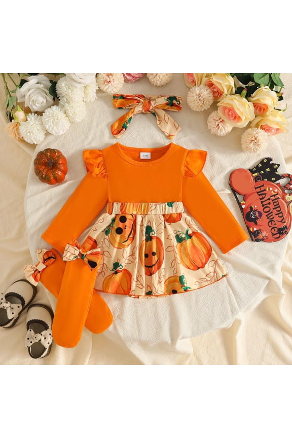 Halloween Dress Up Clothes Girl Ruffle Sleeve Toddler Halloween Outfit Cute Pumpkin Y2k Clothes Tulle Tutu Skirt Halloween Animal Dress Up Party