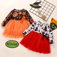 thumbnail image 1 of ibiyuan Halloween Dresses Toddler Ruffle Halloween Outfit Girl Cute Print Girl Clothes Puff Sleeve Tulle Dress Halloween Dress Party, 1 of 3