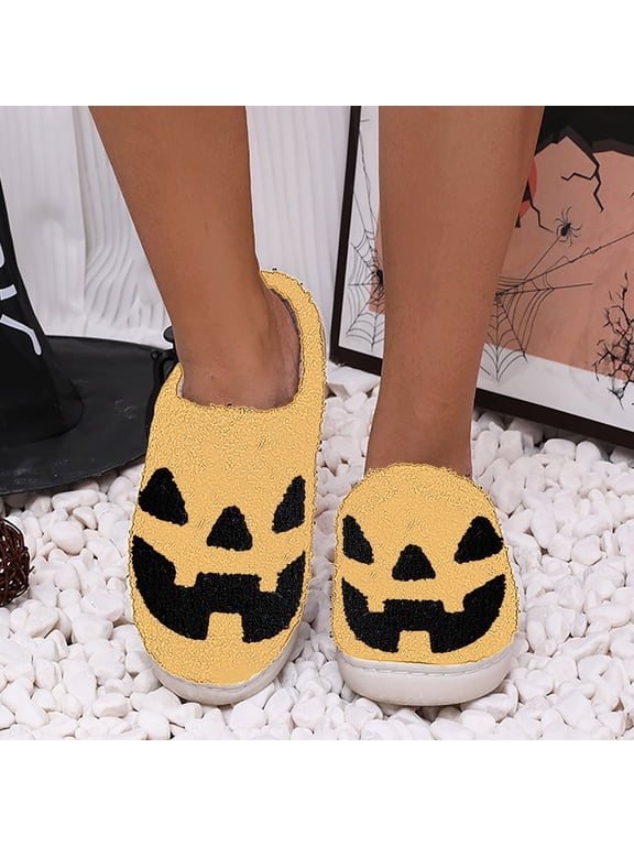 Halloween Funny Slippers for Women Cute Cartoon Non-Skid Gothic Shoes Closed Toe Memory Foam Fun Cute Arch Support House Slippers Indoor Outdoor