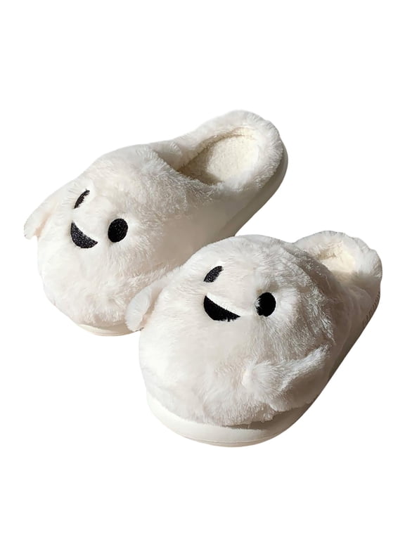 Halloween Funny Slippers for Women Elastic Comfy Retro Boo Ghost Pumpkin Gothic Shoes Memory Foam Non- Sole Lined House Slippers for Indoor Outdoor Halloweens Gifts for Women