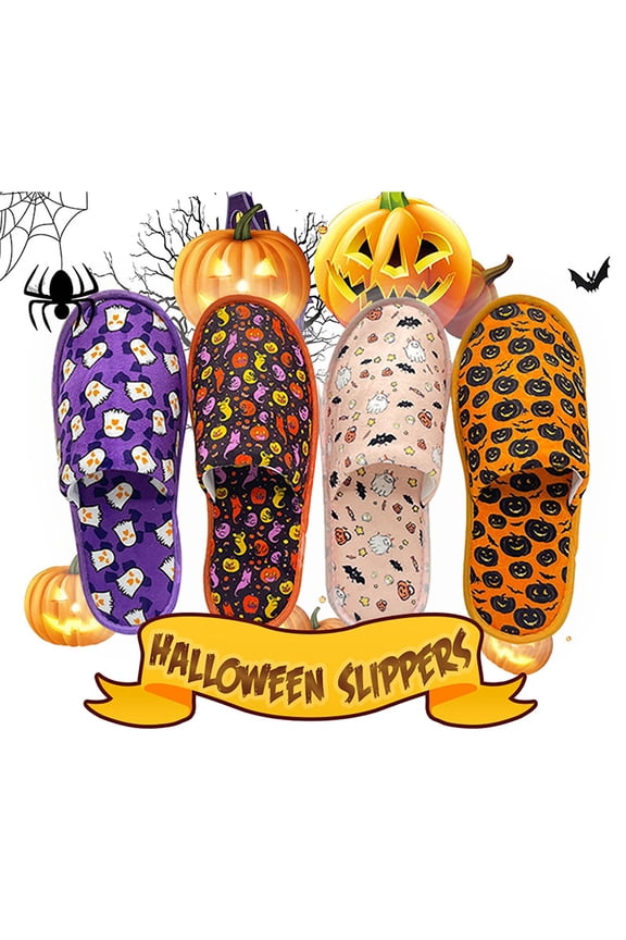 Halloween House Slippers for Men Women Jack O Lantern Pumpkin Orthopedic on Halloween Party Shoes Knit Memory Foam Fuzzy Soft Warm Lining Halloweens Gifts for Adults