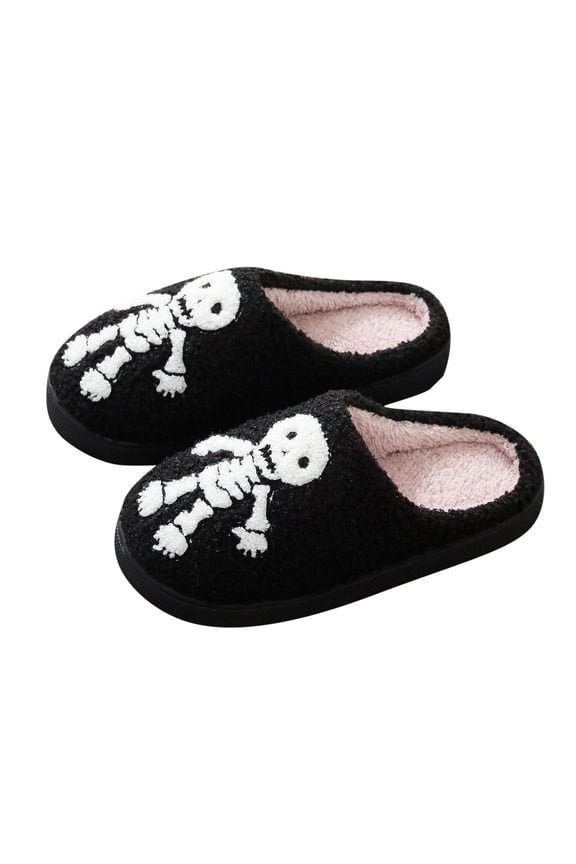 Halloween Men Slippers Fluffy Plush Warm Pumpkin Ghost Womens Shoes with Memory Foam Anti- Sole Lined House Shoes for Men Halloweens Great Gift for Her