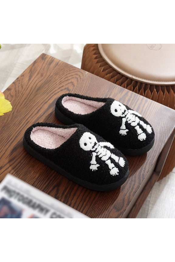 Halloween Pumpkin Slippers for Women Men Pumpkin Embroidered Orthopedic Slip on Halloween Party Shoes Memory Foam Elastic Comfy Retro Warm Lining Halloweens Couples Gifts
