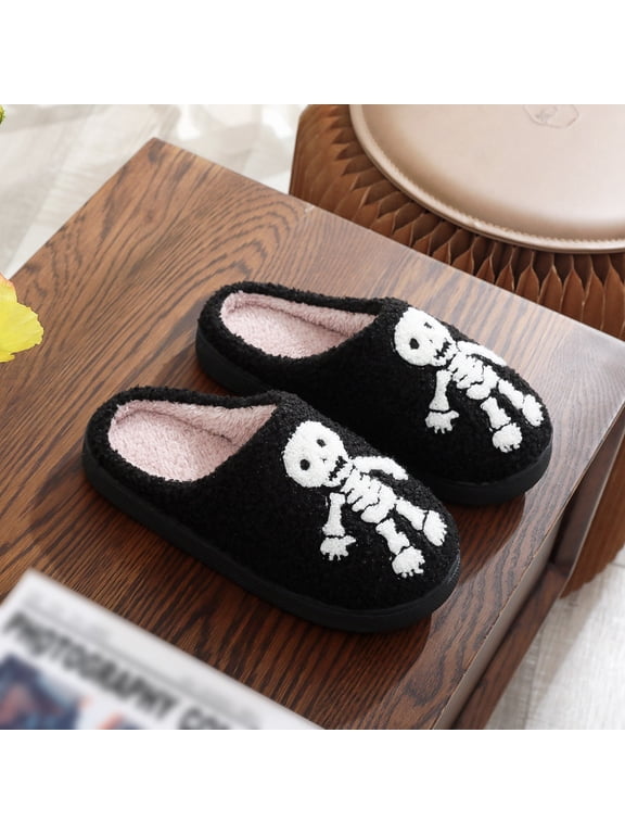 Halloween Pumpkin Slippers for Women Men Pumpkin Embroidered Orthopedic on Halloween Party Shoes Memory Foam Elastic Comfy Retro Warm Lining Halloweens Couples Gifts