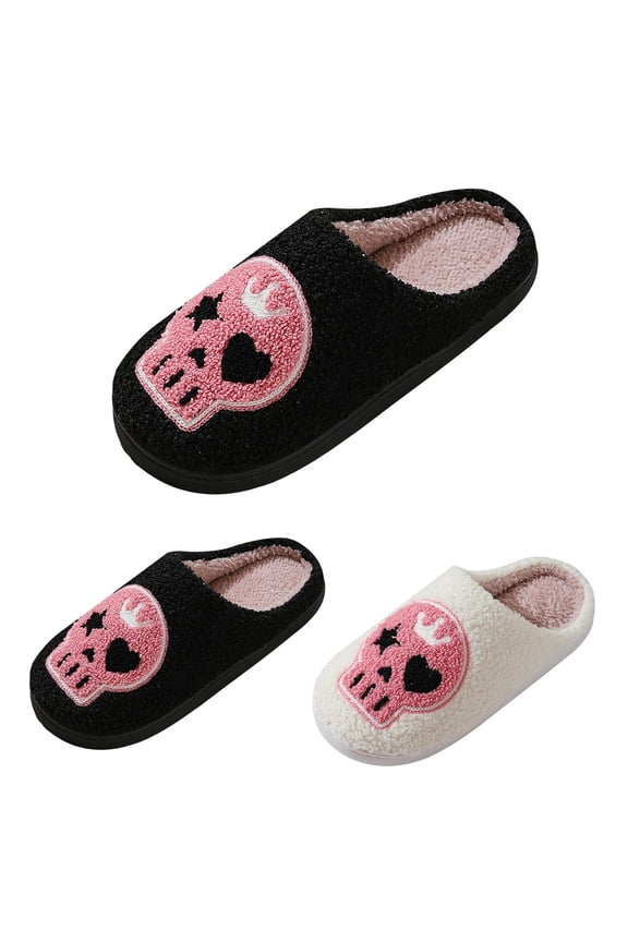 Halloween Slippers for Women Indoor Fuzzy Soft Jack O Lantern Pumpkin Gothic Shoes Memory Foam Anti-Skid Warm Lining Indoor House Home Winter Shoes Halloweens Gifts for Men