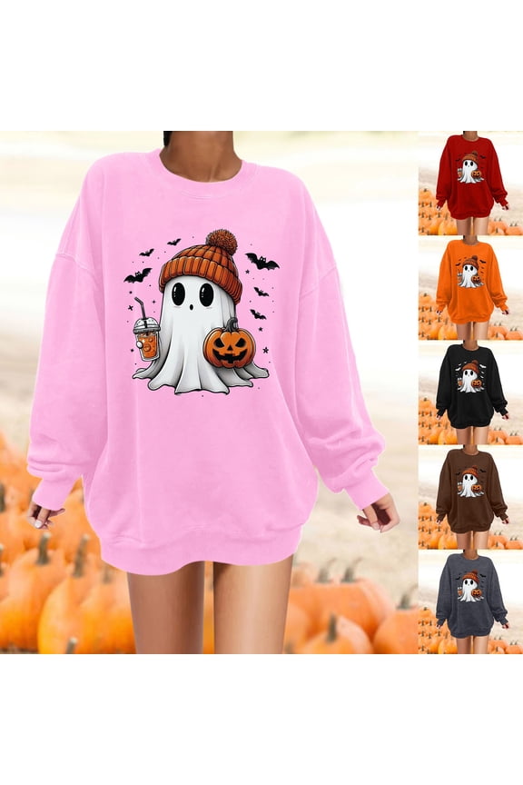 Halloween Sweatshirts for Couples Crew Neck Classic-Fit Shirts for Women Dressy Casual Spooky Season Halloween Skeleton Sweater Blouses Pullover Top Halloweens Tops