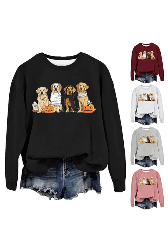 Halloween Sweatshirts for Women Crew Neck Lightweight Halloween Shirts for Women Spooky Season Ghost Castle Cotton Sweater Sweater Fall Pullover Tops Halloweens Christmas Gifts