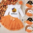 thumbnail image 1 of ibiyuan Halloween Toddler Girl Outfits Flutter Sleeve Bow Pumpkin Baby Girls Clothing Tulle Tutu Skirt Romper Dress with Headband Halloween Dresses for Girls, 1 of 6
