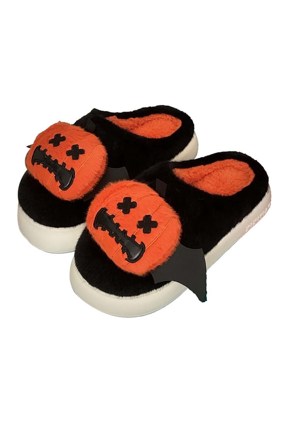 Halloween Womens Bedroom Slippers Fuzzy Soft Skeleton Goth Cute Flat Slides Shoes with Memory Foam Non-Slip Flat Slides Lined Warm House Shoes for Indoor Halloweens Gifts for Her