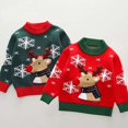 thumbnail image 1 of ibiyuan Hand Embroidered Baby Knit Sweater Baby Girl Clothes 0-3 Months Christmas Reindeer Knit Sweater Long Sleeve Cartoon Deer Print Warm Crewneck Pullover Kids Fall Winter Clothes, 1 of 4