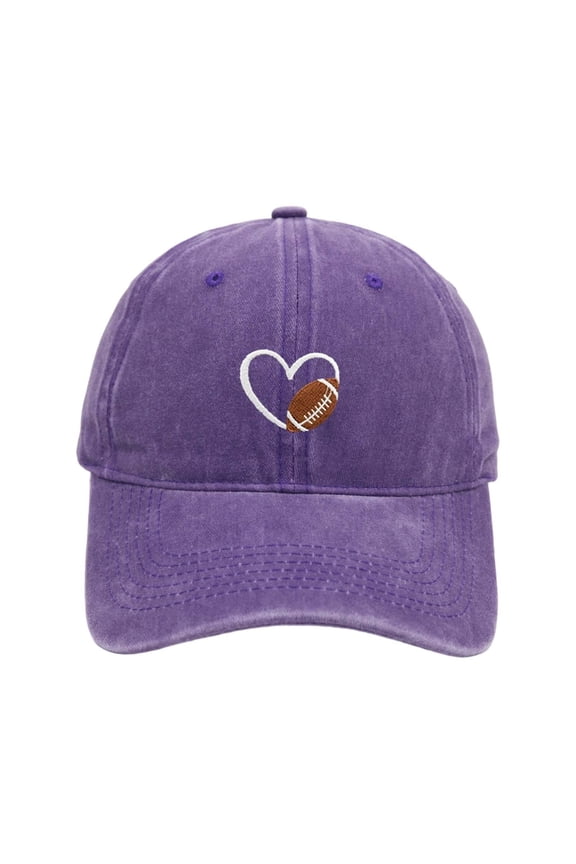 Hats for Men Baseball Cap Hats for Men Unisex Washed Baseball Cap Featuring Embroidered Heart Football Design Adjustable Sports Sun Hat For Outdoor Activities