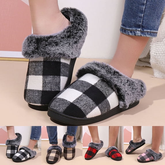 ibiyuan Slippers Women Non- Rubber Sole Warm Lining Bedroom Slippers for House Memory Foam Slippers Soft Comfy with Arch Support Mom Birthday Gifts