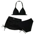 thumbnail image 1 of ibiyuan Kids Bathing Suits Girls ,3 Piece Bathing Suit Adjustable Straps Girls' Swimwear Tankini Cute Ruffle Bikini Set Drawstring Bottoms Tropical Printed Swimwear with Cover Up Pants,8-9 Years, 1 of 6