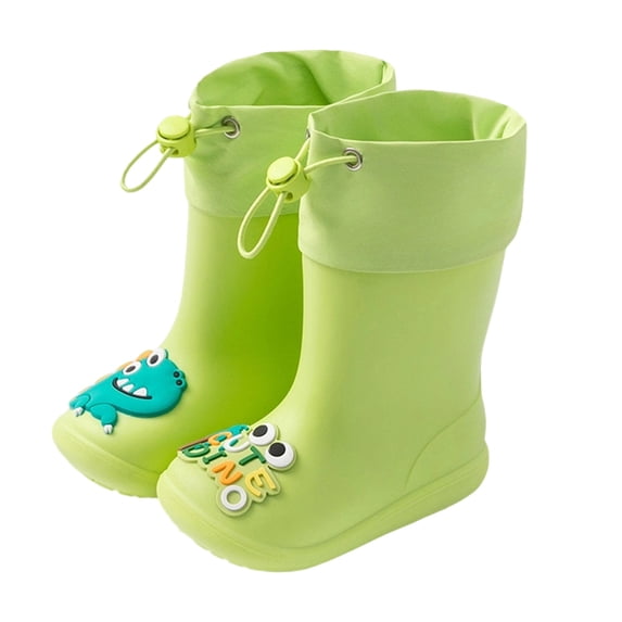ibiyuan Kids Rain Boots Waterproof Boot Lightweight Cute Cartoon Pattern Kids Toddler Rubber Rainboots with Adjustable Drawstring Non- Sole Shoes Flexible Durable Outdoor Easy-On Handles,13.5