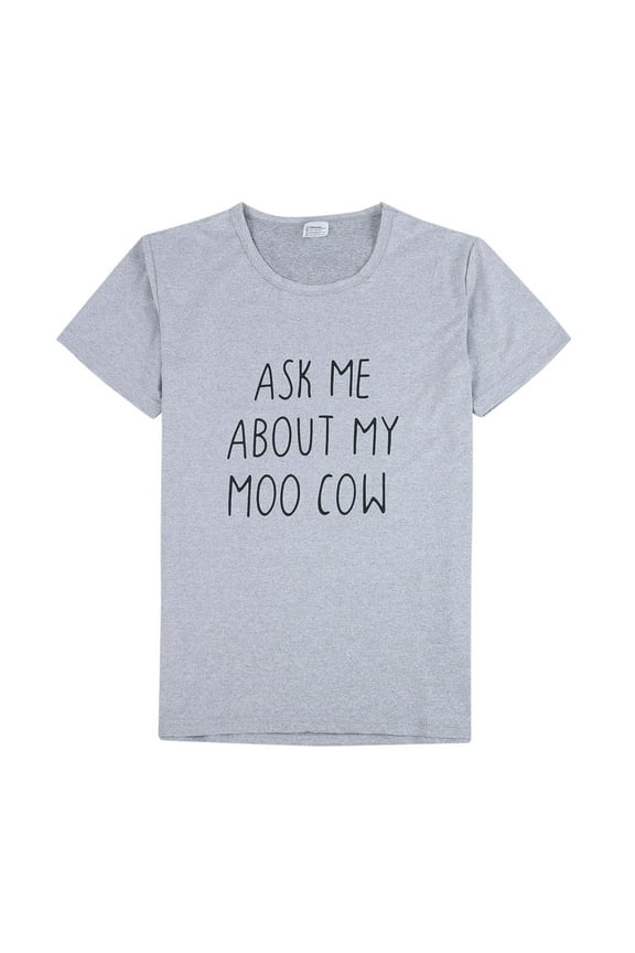 Kids Shirts Boys,ASK ME ABOUT MY COW Children's Novelty Funny Humor Flip T Shirt Round Neck Short Sleeved T Shirt 3 To 14 Years Old Children