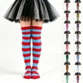thumbnail image 1 of ibiyuan Kids Socks Ribbed Striped Over The Knee Socks Soft Stretch Boys Girls Ages 6-12 Casual Wear Back To School,Dark Blue1, 1 of 2