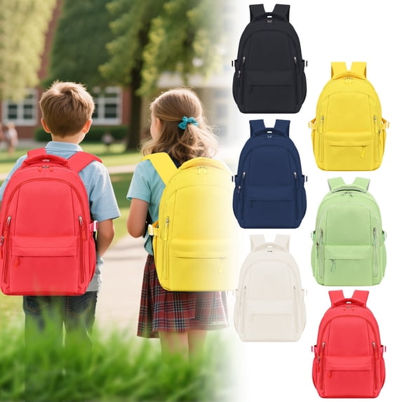 ibiyuan Laptop Backpack Teens Easy-Clean Trendy Shoulder Bookbag with Large Pockets Solid Color Back To School Stadium, Travel, Gym,One Size,Red