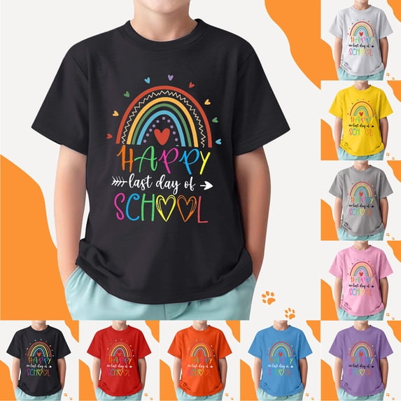 ibiyuan Last Day Of School Shirt To Sign Boys T Shirts Boys Clothes Crewneck Short Sleeve Tshirts Cute Tops Basic Tee Casual Workout Shirts