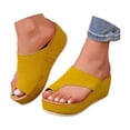 thumbnail image 1 of ibiyuan Leather Flip Flops for Women Thong Sandals for Women Non- Rubber Sole Indoor Slippers Flexible Orthofeet Shoes for Women, 1 of 8