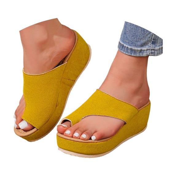 ibiyuan Leather Flip Flops for Women Thong Sandals for Women Non- Rubber Sole Indoor Slippers Flexible Orthofeet Shoes for Women