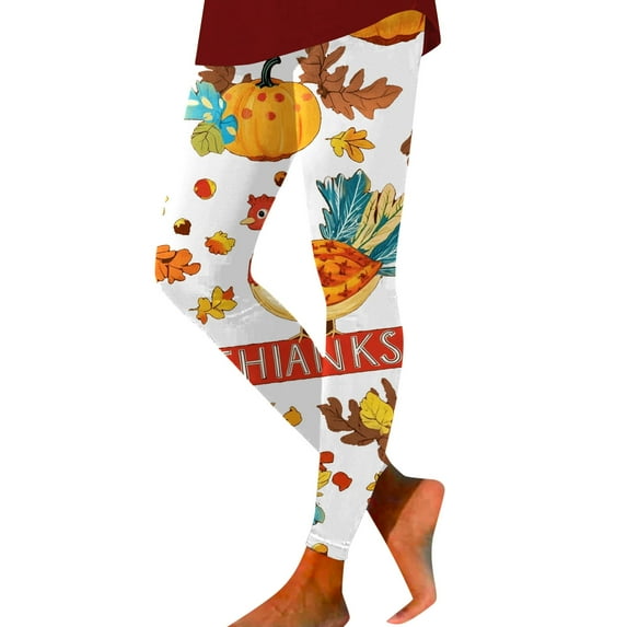 ibiyuan Leggings for Women Plus Size Thanksgiving Turkey Print Leggings Comfortable Stretchy Breathable Soft Yoga Pants For Workout Running Casual Wear