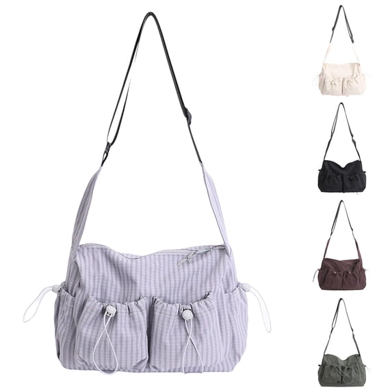 ibiyuan Medium Crossbody Bags For Women Plaid Wrinkle Design Shoulder Tote Bag for Women, Large Capacity Crossbody Purse for Fall Winter Daily Fashion
