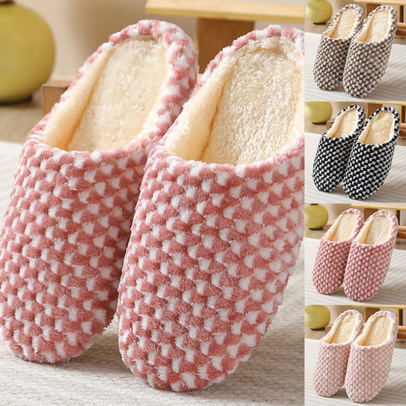 ibiyuan House Slippers for Women Non-Skid Lined House Shoes for Men Closed Toe Memory Foam Soft Curly Full Arch Support Wide Widths Bridal Party Shower Gift