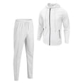 thumbnail image 1 of ibiyuan Men Leisure 2 Piece Outfits Long Sleeve Matching Outfits Casual Hoodie Pullover Tops Sweatshirt Pants Track Suits,White, 1 of 5
