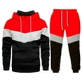 thumbnail image 1 of ibiyuan Men Outfits 2 Piece Autumn Winter Casual Outfits Long Sleeve Hoodie and Sweatpants Set Jogging Athletic Suits Long Sets Outfits,Red, 1 of 2