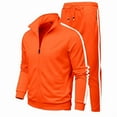 thumbnail image 1 of ibiyuan Men Outfits 2 Piece Matching Outfits Casual Sweatshirt Pullover Tops + Joggers Pants Vacation Sets,Orange, 1 of 2