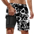 thumbnail image 1 of ibiyuan Men Swim Trunks 5 Inch with Compression Liner Quick-Dry Bathing Suit 2 In 1 Beach Board Shorts Zipper Pockets Lightweight Printed Beach Swimming Pool Swimwear,Dark Gray-3, 1 of 4