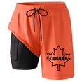thumbnail image 1 of ibiyuan Men Swim Trunks 7 Inch with Compression Boxer Liner Quick Dry Mens Bathing Suits 2 In 1 Running Board Shorts Pockets Soft Funny Print Beach Swimwear,Orange-h, 1 of 4