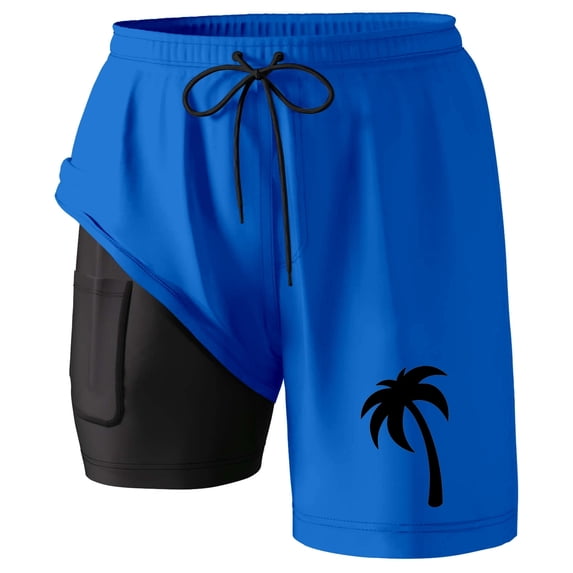 ibiyuan Men Swim Trunks 9 Inch with Mesh Liner Quick Dry Bathing Suit Drawstring Board Shorts with Pockets Stretch Printed Beach Swimming Pool Swimwear,Blue-h