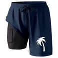 thumbnail image 1 of ibiyuan Men Swim Trunks 9 Inch with Mesh Liner Quick-Dry Bathing Suit Drawstring Cargo Pocket Pool Shorts Zipper Pockets Lightweight Funny Print Pool Party Swimwear,h-Navy, 1 of 3