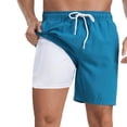 thumbnail image 1 of ibiyuan Men Swim Trunks with Boxer Mesh Liner Quick-Dry Mens Bathing Suits Drawstring Waist Board Shorts Zipper Pockets Breathable Colorful Men's Swimwear,Blue-c, 1 of 7
