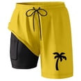 thumbnail image 1 of ibiyuan Men Swim Trunks with Breathable Mesh Lining Quick Dry Mens Bathing Suit 2 In 1 Water Beach Travel Cruise Shorts Pockets Comfortable Cute Print Beach Pool Vacation Swimwear,Yellow-g, 1 of 3