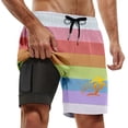 thumbnail image 1 of ibiyuan Men Swim Trunks with Compression Liner Quick Dry Mens Bathing Suit 2 In 1 Swim Short Swimsuit Zipper Pockets Lightweight Hawaiian Print Pool Party Swimwear,Orange-2, 1 of 4