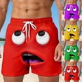 thumbnail image 1 of ibiyuan Men Swim Trunks Funny Cartoon Face Print Quickdry Cargo Pocket Pool Shorts Drawstring Waist Mens Bathing Suit Beach Swimwear, 1 of 5