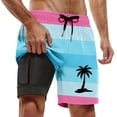 thumbnail image 1 of ibiyuan Men Swim Trunks with Mesh Lining Quick-Dry Mens Bathing Suits 2 In 1 Mens Short Pockets Stretch Funny Print Beach Swimwear,A-Hot Pink, 1 of 4