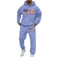 thumbnail image 1 of ibiyuan Men Walking Suits Long Sleeve Causal Autumn Winter Hoodie Tracksuit Sweatsuit Set Hoodie Pullover Sweatshirt Tracksuit Jogger Sweatpants Vacation Sets,Blue, 1 of 5