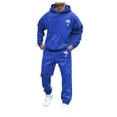 thumbnail image 1 of ibiyuan Men's 2 Piece Sweat Pants Set Long Sleeve Pullover Hoodie and Pants Hoodie Pullover Tops Sweatshirt Pants Track Suits,Blue, 1 of 6