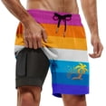 thumbnail image 1 of ibiyuan Men's Swim Trunks with Compression Liner Quick-Dry Mens Bathing Suit Drawstring Beach Board Shorts Pockets Breathable Colorful Swimwear for Men,Hot Pink-D, 1 of 4