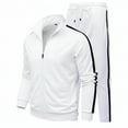 thumbnail image 1 of ibiyuan Mens 2 Piece Casual Outfits Long Sleeve Matching Outfits Casual Hoodie Pullover Sweatshirt Tracksuit Jogger Sweatpants Long Sets Outfits,White, 1 of 2