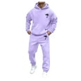 thumbnail image 1 of ibiyuan Mens 2 Piece Outfits Long Sleeve Casual Pullover Hoodie and Pants Long Sleeve Hoodie and Sweatpants Set Jogging Athletic Suits Long Sets Outfits,Light Purple, 1 of 6
