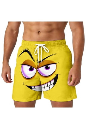 Mens Beach Shorts Funny Expression Graphic Quickdry Beach Board Shorts Drawstring Waist Mens Bathing Suits Novelty Beachwear
