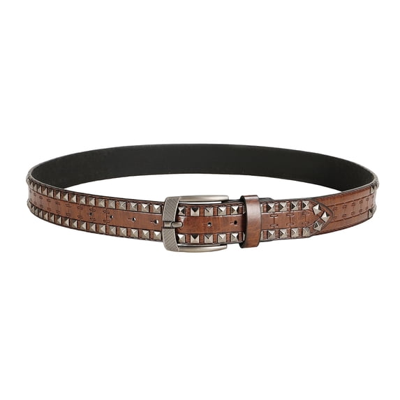 ibiyuan Mens Black Belt Western Cowboy Belt with Bull Buckle Floral Embossed Design Adjustable Fashion Accessory for Daily Wear and Parties