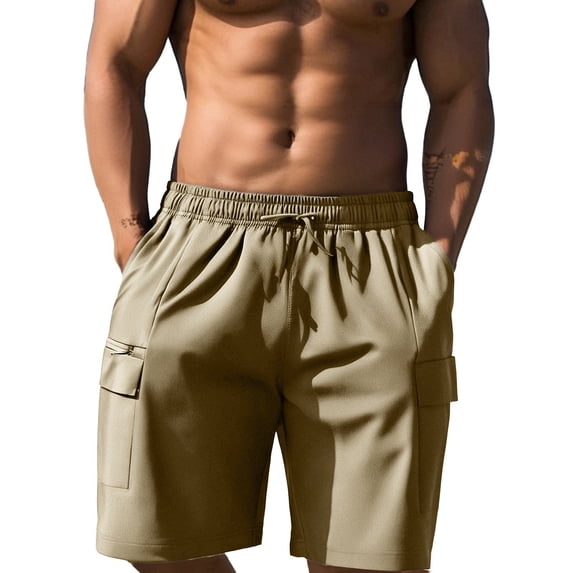 ibiyuan Mens Board Shorts Sweat Shorts Men Gym Shorts Chinos Short Elastic Waist Drawstring Athletic Work Short Pants Straight Leg Summer Shorts Lightweight Summer Beach Vacation Shorts with Pockets